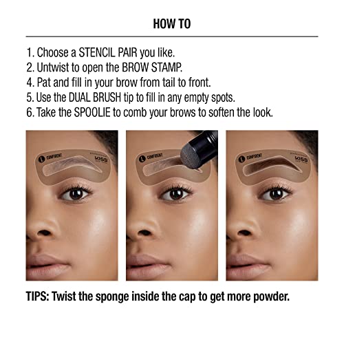 Kiss New York Professional Instant Brow Stamp And Stencil Kit Powder Stamp Eyebrow Shaping Kit (Medium Brown) #TOP4