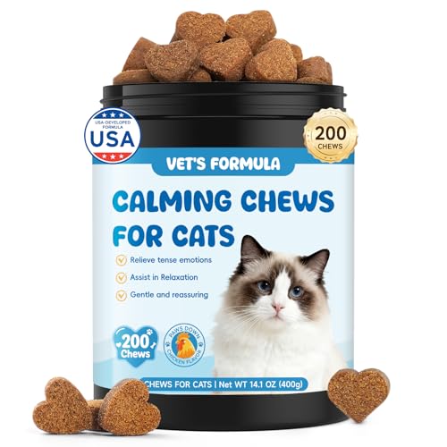 Calming Chews for Cats 200 PCS Cat Calming Treats with Chamomile & Melatonin for Cats Travel