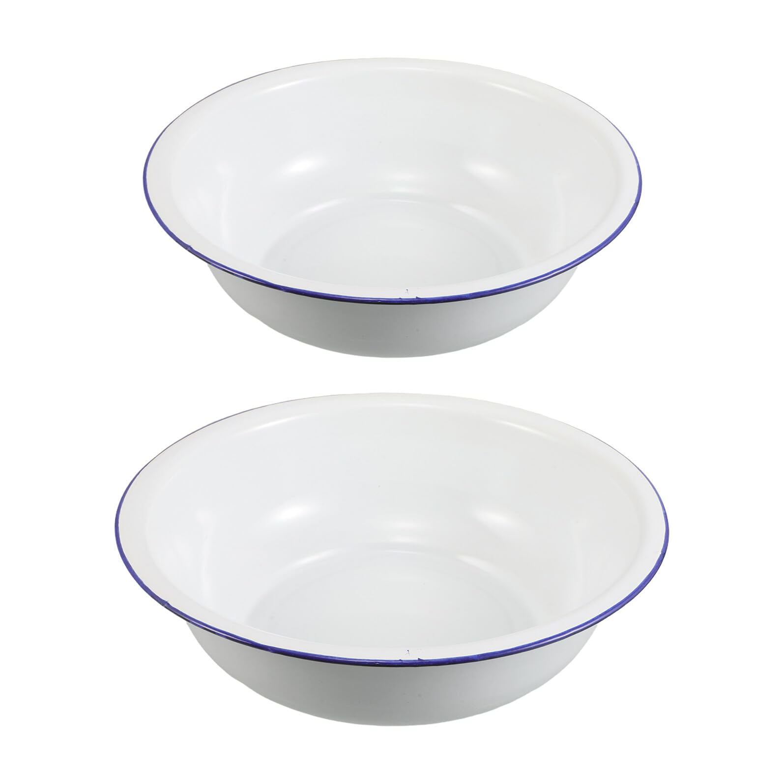 2 Stück Retro Emaille Fußbad mit Metallfüßen Großes Hitzebeständiges Fußwaschbecken 32/34cm Vielseitiges Vintage Fußbad Gesichtswaschbecken für Haushalt und Körperpflege