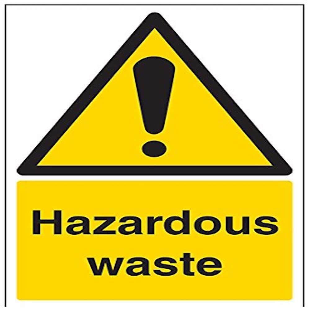 V Safety Hazardous Waste Warning Sign - 200mm x 300mm - Self Adhesive Vinyl