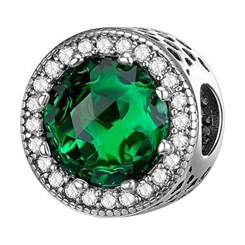 MICOO 925 Sterling Silver Sparkling Clear Charms Beads, Heart-shaped Circular Design With Cubic Zirconia Fit Pandora Original Bracelet Necklace, Gift for Women