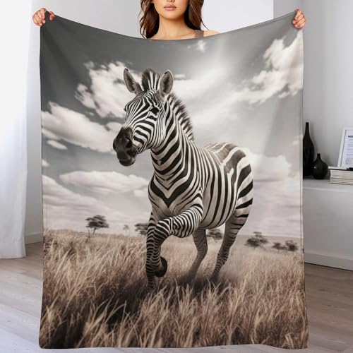 Manta de forro polar de cebra 180x200 cm para sofá y salón 2