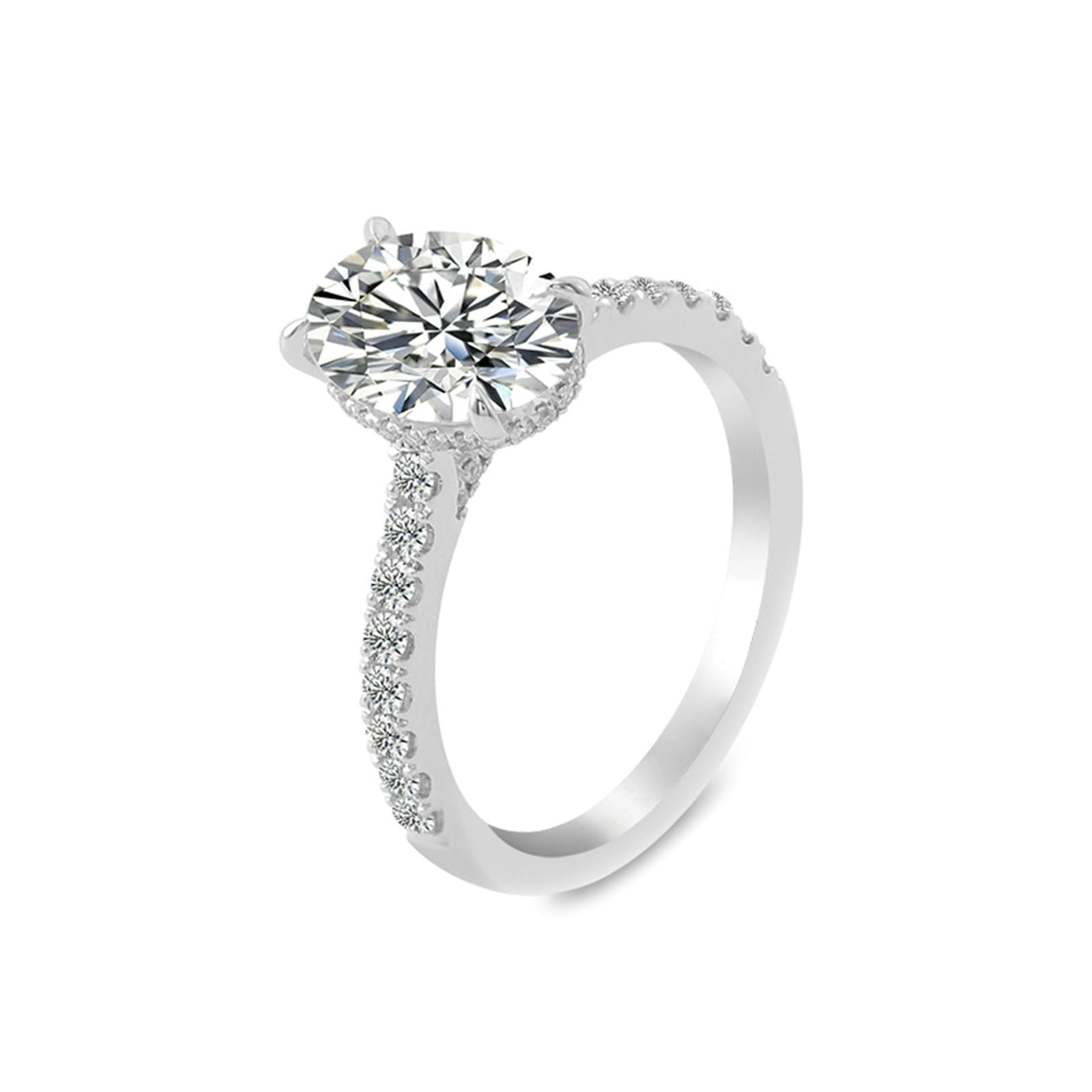 Anillo de boda de oro blanco de 18 quilates para mujer, 1/2/3 quilates, corte ovalado, blanco, moissanita, anillos de compromiso, anillo de compromiso para mujer