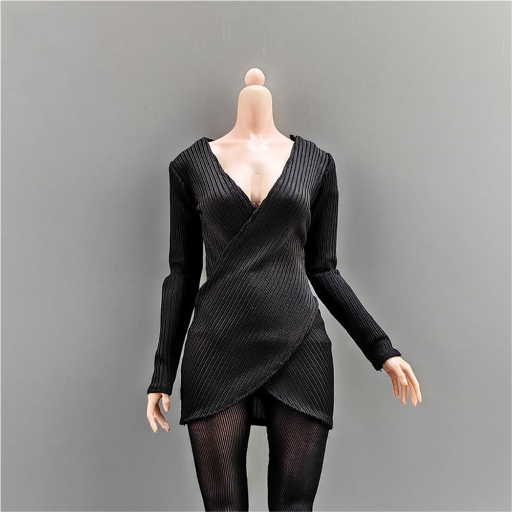 Costume de poupée en tricot manches longues AMITD noir vêtement figurine 1/6