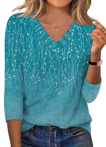 Image of XIEERDUO 3 /4 Length Sleeve Womens Tops V Neck T Shirts Summer Clothes Basic Blouses Dressy Casual 2026 Spring Outfits