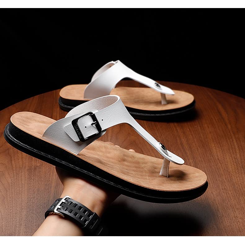 Men Flip Flops Sandals Beach Slipper Thong Sandals for Men Leather Cork Beach Shoes Flip-Flops(47 Code)2