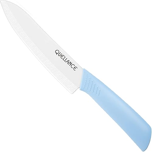 QUELLANCE Cuchillo sashimi de cerámica afilado, cuchillo de chef de cocina de 6 pulgadas para carnes, frutas y verduras, azul