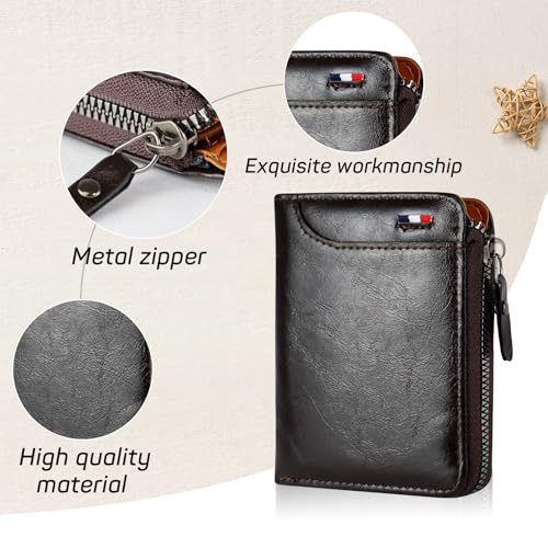 WishLotus Wallet for Men, Pu Leather Multi-Card Mens Wallet, Slim Wallet for Men Boyfriend Father Men's Wallet for Festival Gift Business Activities (Brown)4