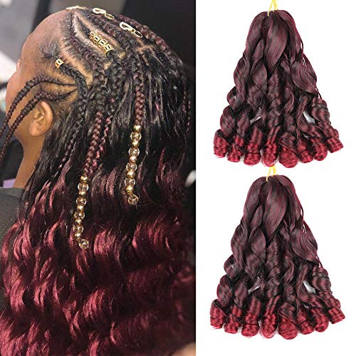 Loose Wave Crochet Hair 20 Inch Bouncy French Curl Ombre Braiding Hair Pre Stretched Crochet Hair for Black Women Synthetic Hair Extensions 4 Packs 150g/pack (20inch,1B/BUG)