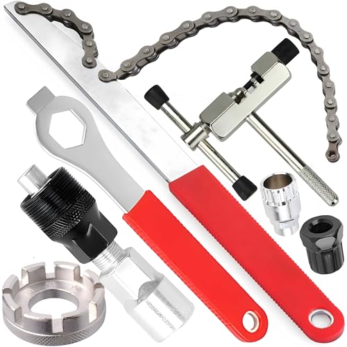 Retoo Fahrrad Kettenpeitsche 6tlg Set - Ritzelabnehmer Cassette Lockring Tool Schraubkranz Abzieher Kit Kassetten Entfernungs Werkzeug Universal für Fach Kassette und Schraubkranz
