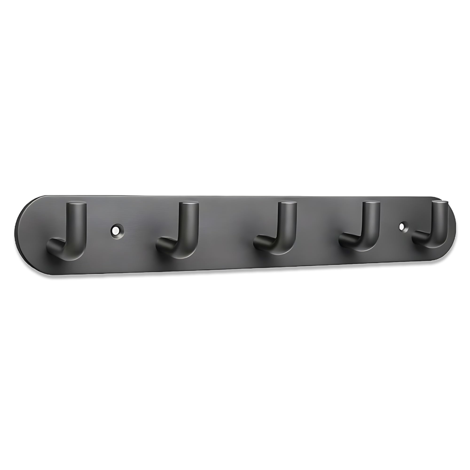 Maxzwell Satin Stainless Steel Coat Rack with 5 Hooks – Wall Mounted Heavy-Duty Hook Rail for Coats, Towels, Hats, Bags (Titanium, Pack of 1)