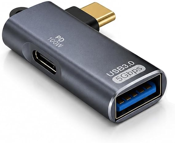 Coverzone Type-C OTG 2-in-1 Adaptör PD 100W Hızlı Şarj USB 3.0 5Gbps Type-C ve USB-A Bağlantı Mobil Tablet Notebook için | ZR1050 (Gri)