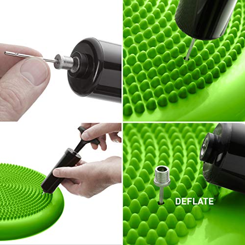 BODYMATE Ballsitzkissen inkl. Pumpe GRÜN 34cm Durchmesser - Balance-Kissen, Luftkissen, Balance Pad, Noppenkissen - Core-, Fitness-, Reha-, Koordinations- und Rückentraining