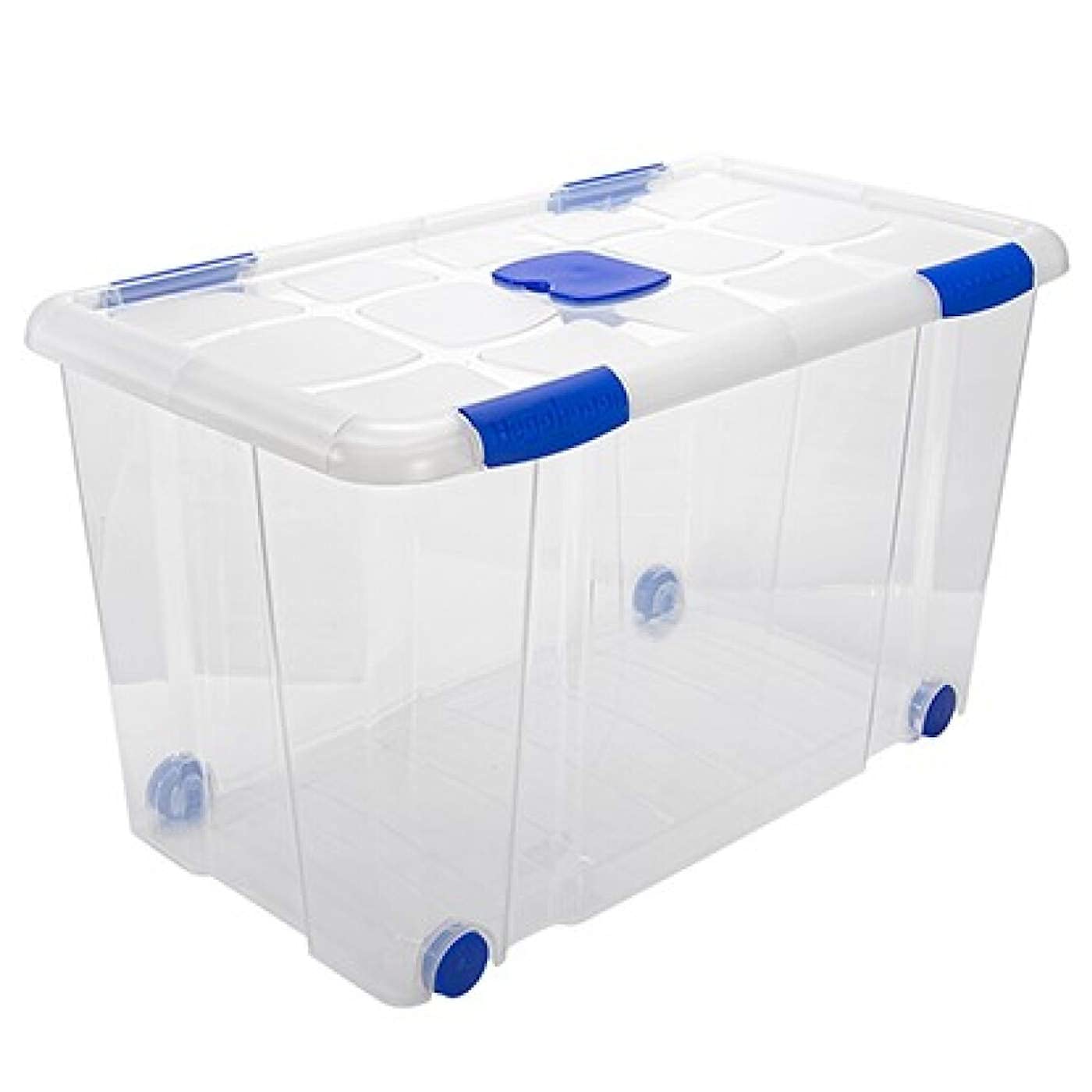 Acan Tradineur - Pack de 2 cajas de almacenaje, de 40,5 x 74 x 42 cm, nº 12, con capacidad de 90 litros con tapa y ruedas para organización del hogar, baúl organizador(40,5 x 74 x 42 cm, Pack de 2)