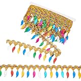 PH PandaHall 10 Yards Fransenbesatz Goldfarben 5.5cm Filigranes Spitzenband Mit Quaste In Blattform Zum Nähen von Fransen Quastenbesatz Stoff Dekorative Borte Für Kleidung Gürtel Hüte Basteln