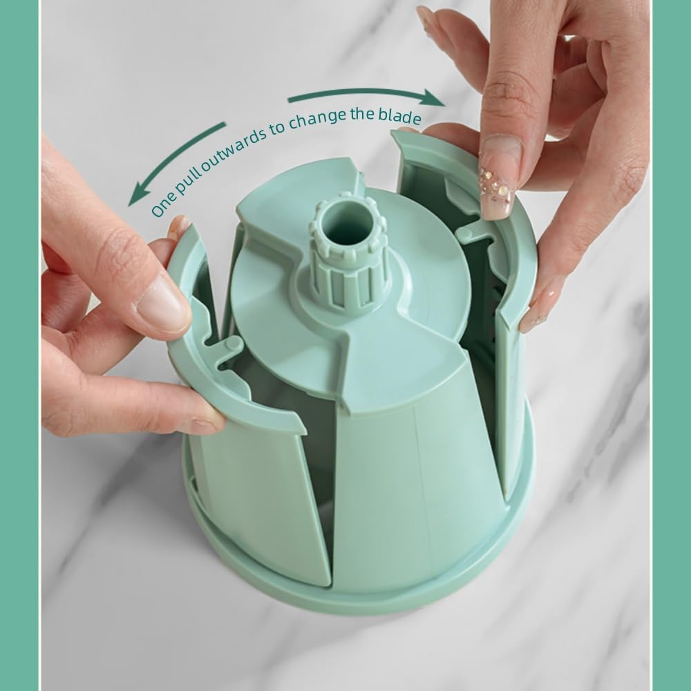 Rallador de Verduras Rotativo Rallador de Queso Manual con 10 Cuchillas Intercambiables con Caja para Guardar Las Cuchillas Cortadora de Verduras Ideal para Queso, Pepino, Zanahoria, Nueces（verde）