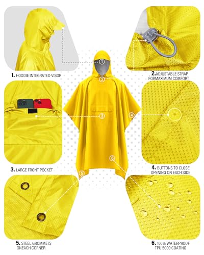 iCreek Hooded Rain Poncho Packable Unisex Raincoat Jacket with Pocket Waterproof Lightweight for Hiking, Camping, Outdoor - Image 6