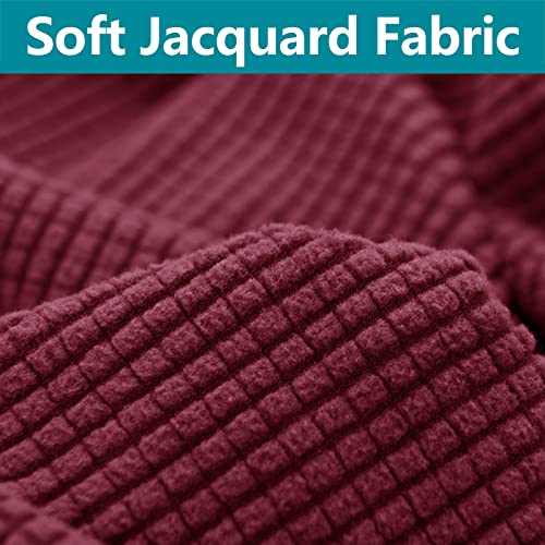 Funda de sillón orejero elástica de dos piezas con jacquard spandex 3