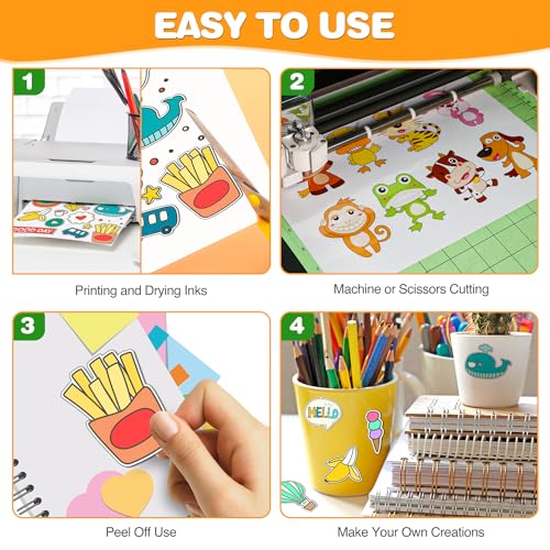 image for RowinsyDD 20 PCS Sticker Paper for Inkjet Printer, Printable Vinyl Sti