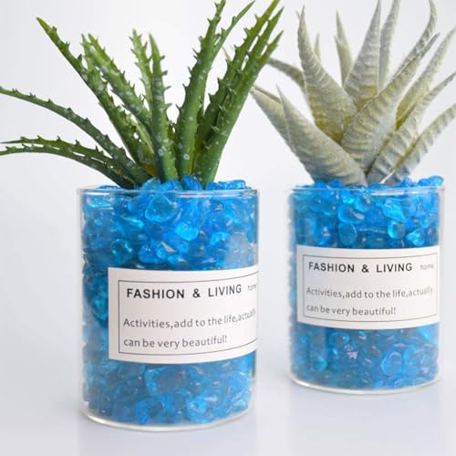 Image of 1 LB (460g) Tumbled Irregular Sea Glass Gemstone Chips, Lake-Blue | Vibrant Long-Lasting Hues, Premium Polished, Safe Non-Toxic Material, Ideal for DIY Crafts & Decorations