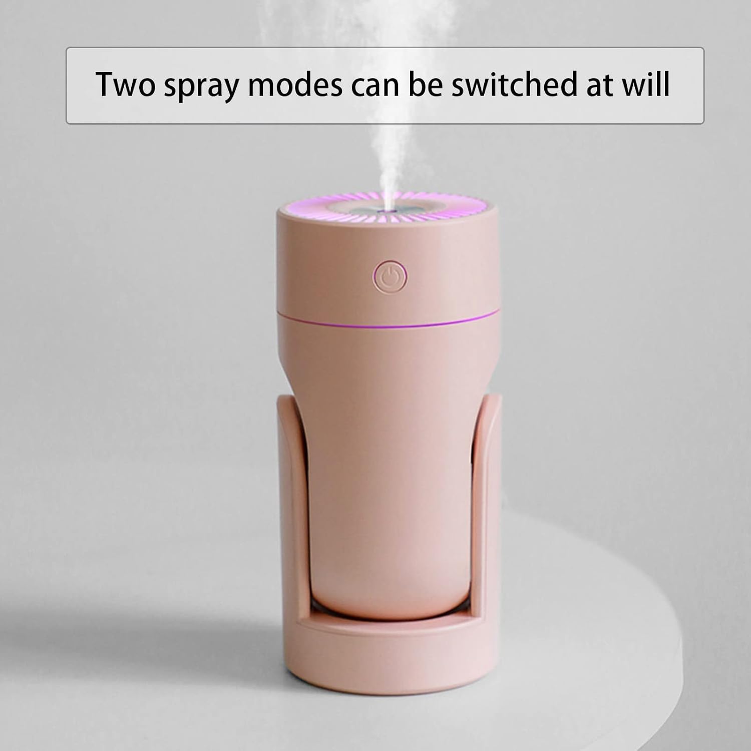 KNETE Adjustable Angle mini humidifier, Colorful Cool humidifier, 260ml Water Tank USB Powered mini humidifier, Used in Bedroom and Home Office,Pink