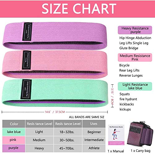 Image of 3 Resistance Loop Bands for Legs and Butt Set, Gym and Yoga Resistance Exercise Bands Workout Training Bands for Home Fitness, Crossfit, Elastic Strength Squat Band Beginner