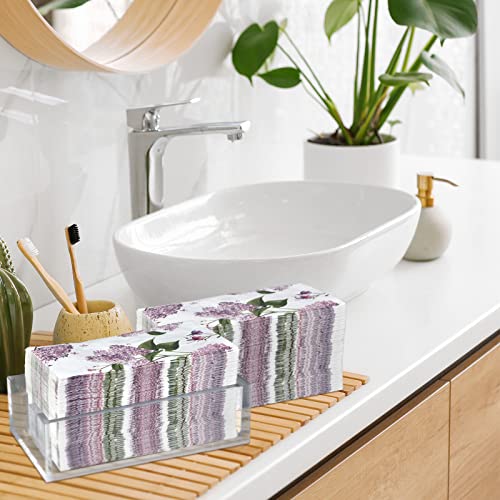 Estune 200 Pcs Lavender Guest Napkins Decorative Hand Towels 2 Ply Disposable Paper Colorful Floral Watercolor Lavender Napkins For Flower Garden Bathroom Toilet Powder Room Holiday Dinner Party Towel #TOP1
