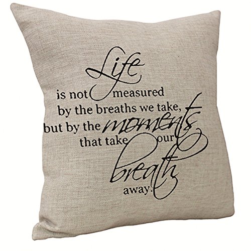 Vanki Letters Printed serial Cotton Linen Square Decorative Throw Pillow Case Cushion Cover 18 x 18 inches ,black English Sayings pattern