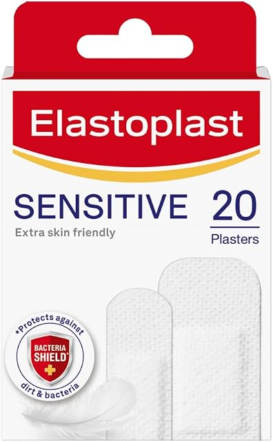 Elastoplast Sensitive Hypoallergenic Plasters (20 plasters), Plasters for Painless Removal, Soft and Breathable Fabric Plasters, Sensitive Plasters