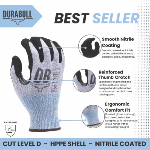 Durabull Safety Workwear or Gardening Gloves. Stretch comfort fit. Sandy Nitrile Coating, Giving a Firm - Image 3