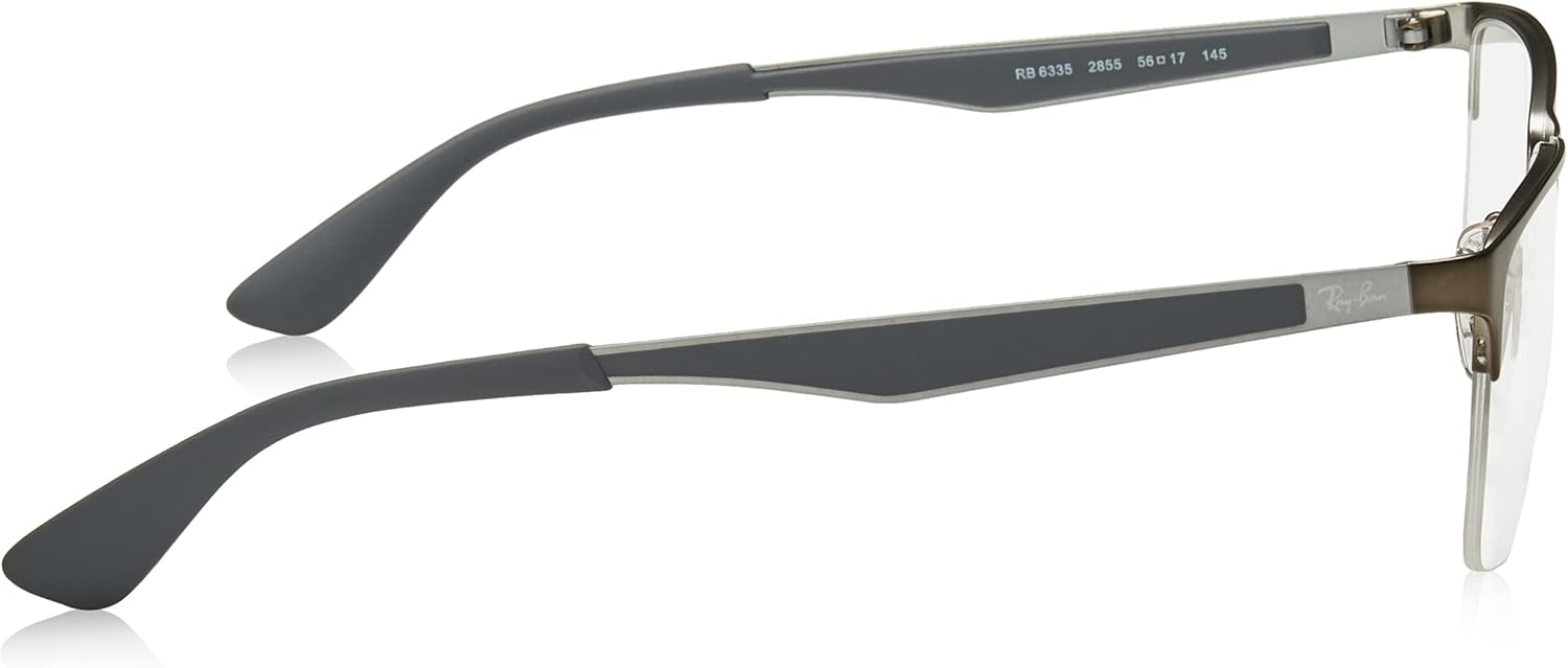 RayBan RX6335 Rectangular Metal Eyeglass Frames, Matte Gunmetal/Demo