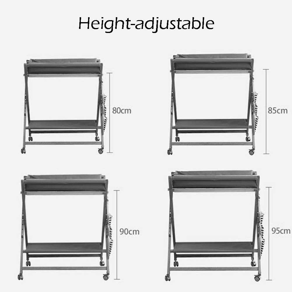 Cambiador de Pañale,Plegable de madera con almacenamiento y tapete impermeable, cambiador portátil para niños pequeños con ruedas