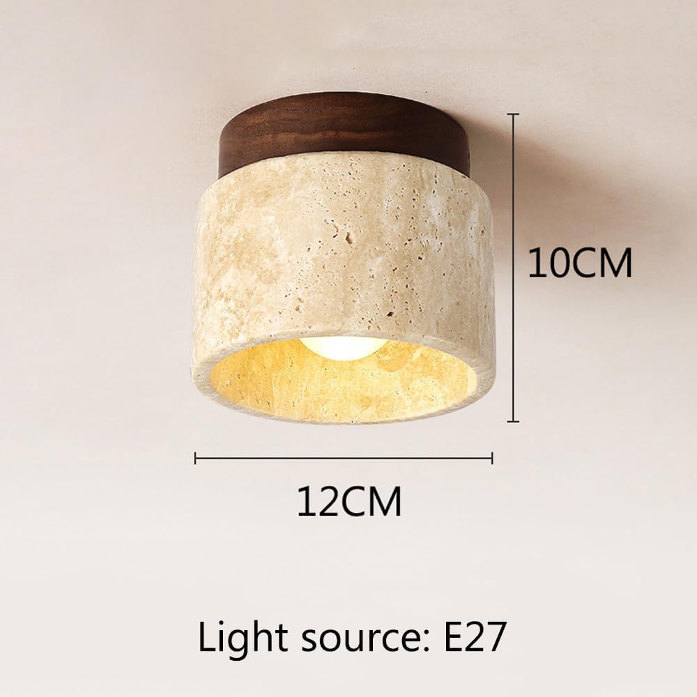 TISTIK Plafonnier Semi-encastré en Pierre Naturelle et marbre, Petit plafonnier de Ferme Vintage Proche du Plafond pour Cuisine, Couloir, Porche, escalier