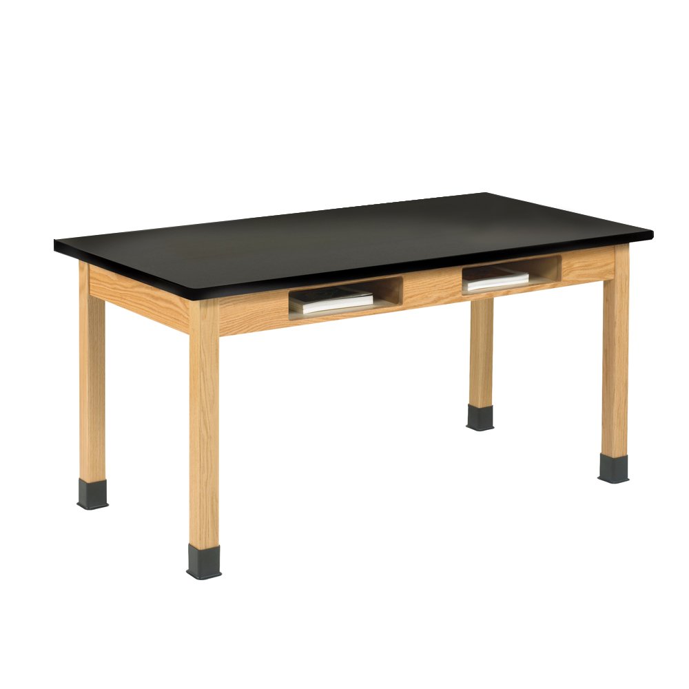 Diversified Woodcrafts C7102K30N UV Finish Solid Oak Wood Table with Book Compartment, ChemGuard Top, 48" Width x 30" Height x 24" Depth