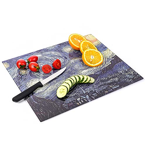 Tabla de cortar rectangular de vidrio templado azul medio miniatura 3