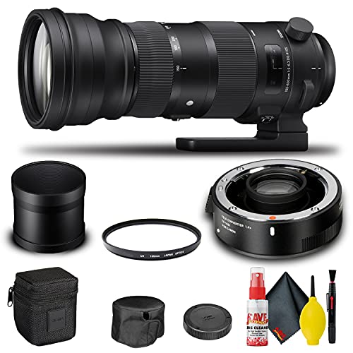 Sigma 150-600mm f/5-6.3 DG OS HSM Sports Lens for Canon EF (740-101) + Sigma TC-1401 1.4X Teleconverter for Canon EF + UV Filter + Cleaning Kit