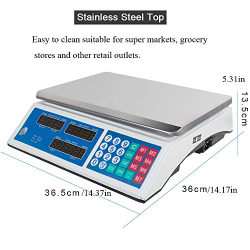 Zinnor Digital Electronic Weight Scale 30Kg/66Lb Price Computing Food Scale Meat Produce Indutrial Counting For Kitchen Stores Restaurant Market Farmer 3-5 Days For Delivery #TOP1