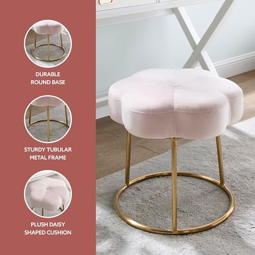 Linon Light Pink and Gold Vanity and Accent Talulah Stool by Linon - Used condition - Image 5