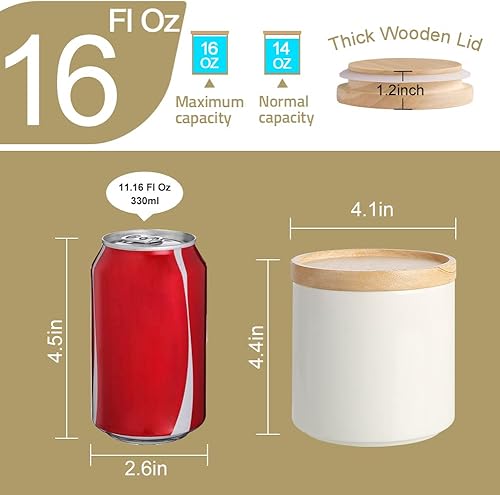 Miniatura 5 de Sweejar Juego de recipientes de cerámica para almacenamiento de alimentos, recipientes apilables para encimera con tapas herméticas Boomboo para