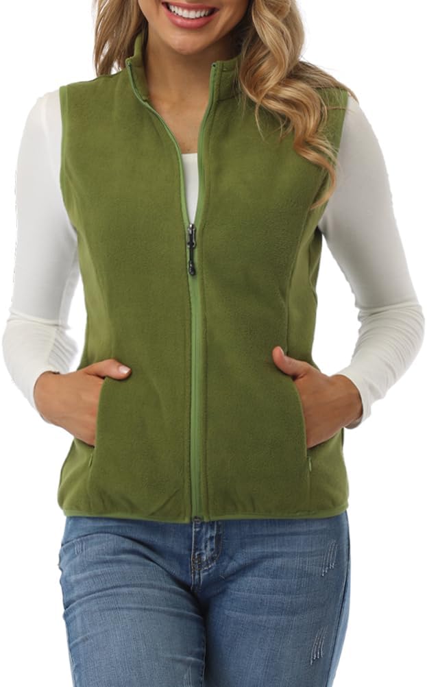 Fuinloth Manteaux Polaire Sans Manche Femme - Gilet Chaud Léger Avec Poches Zippées