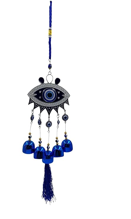 Evil Eye Wind Chimes for Balcony Hanging for Home Entrance Door Decoration, Nazar Battu for Home Protection, Good Luck Charm and Prosperity at Office and Home, Big Size