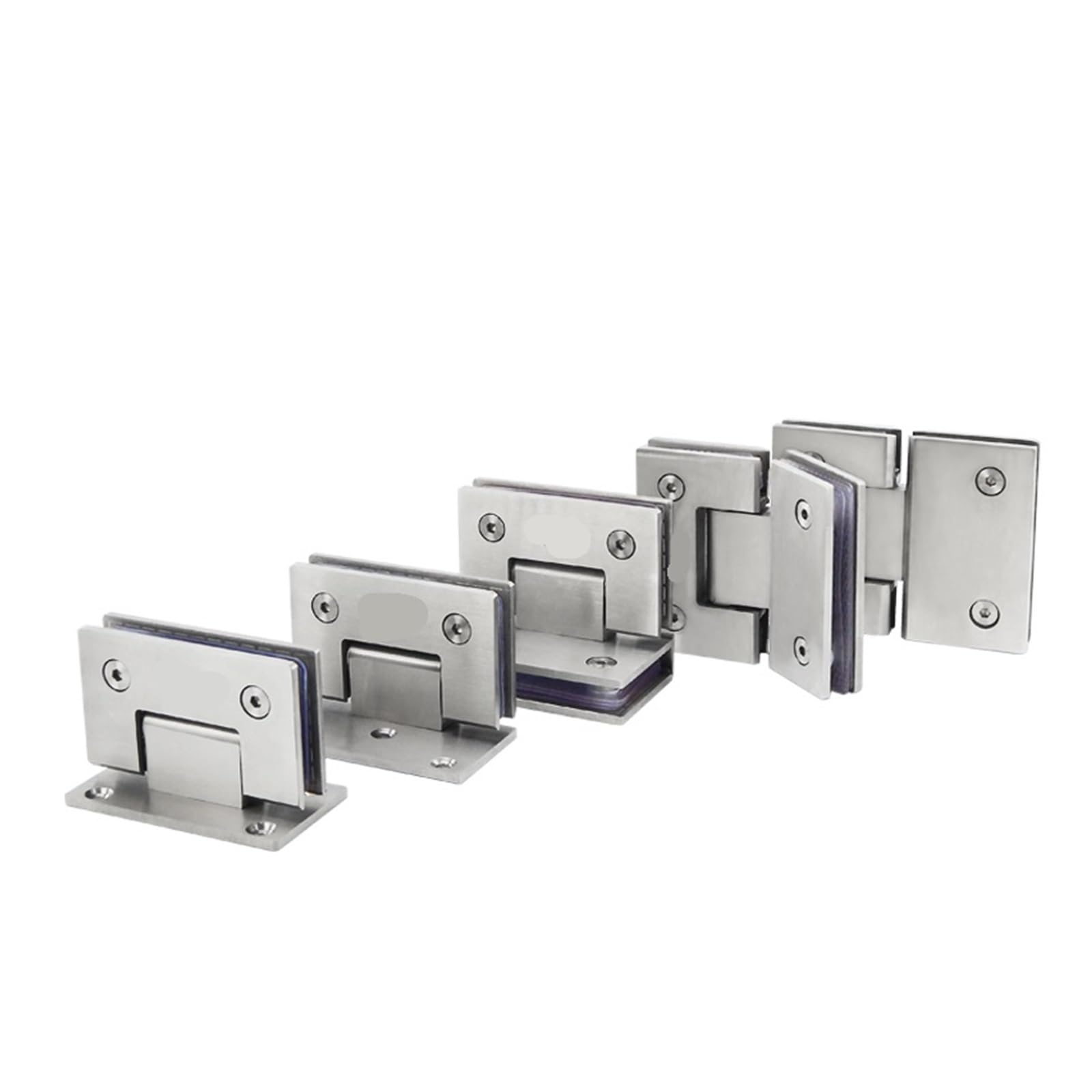 Bisagras para mamparas de ducha, Bisagra de puerta cepillo níquel vidrio sin marco 90 grados abrazadera baño(Silver Ss 90sb)