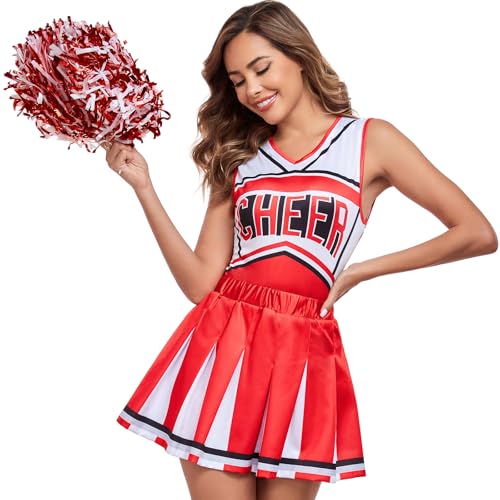 Catálogo para Comprar On-line Ropa de Cheerleading y animación para Mujer los 10 mejores. 45 Disfraz de animadora para mujer, mujer, adulto, animadora, con pompones (rojo, mediano)