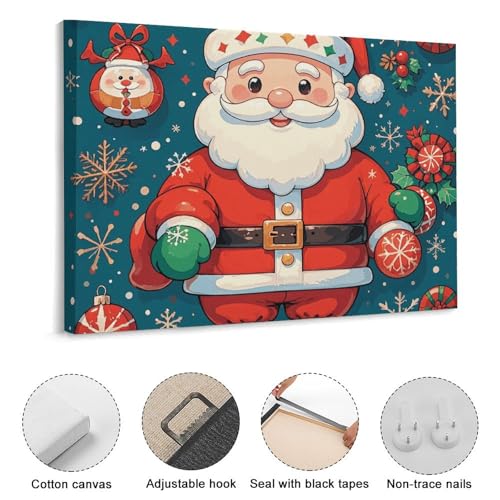 Toile murale de Noël Santa Claus 40 x 30 cm tableau déco maison - 3
