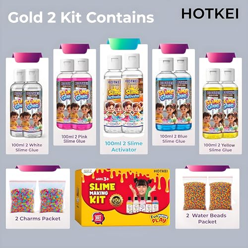 Image of HOTKEI (Make 40+ Slimes) Multicolor Scented DIY Toy Slime Activator Glue Gel Jelly Putty Making kit Set Toy for Boys Girls Kids Slime Activator Making Kit 8 Slime Glue 2 Activator