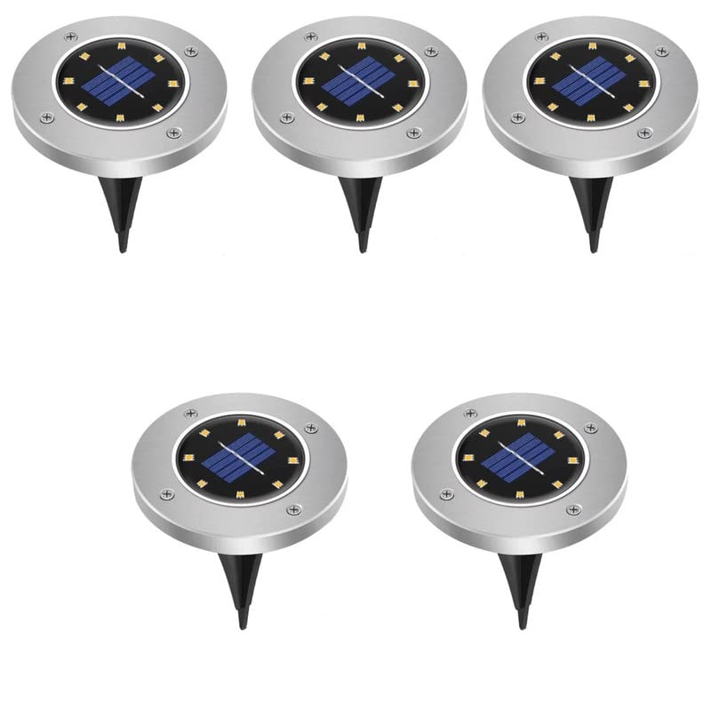 TechKing (Pack of 5 Solar Diamond Model Stainless Steel Solar Led Light for Path Way Light (Outdoor)-image-0