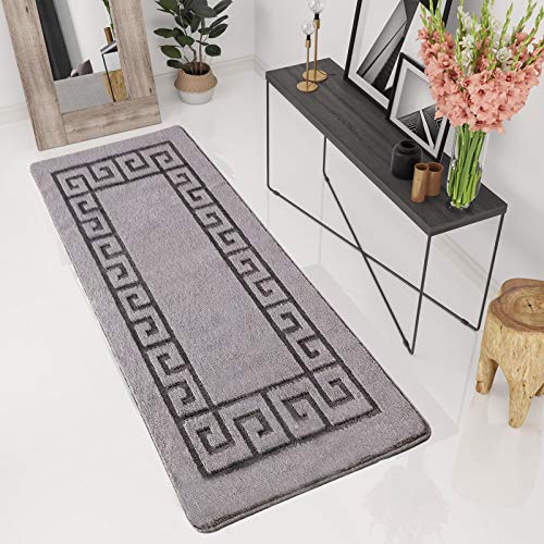ZASH London Non-Slip Door Mats Gel Backed Floor Mats Washable Kitchen Rugs Indoor Carpets Multi Colour Hallway Runner (Dark Grey, 50x80)
