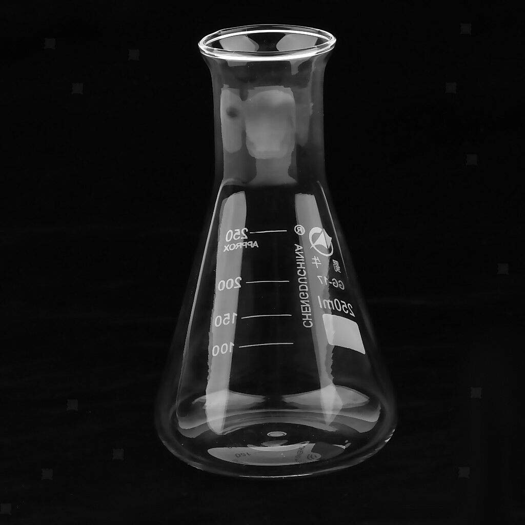 ELECTROPRIME 250ml Borosilicate Conical Flask, Erlenmeyer Flask