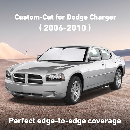 Image of EcoNour Windshield Sunshade Compatible for Dodge Charger 2006-2008 2009 2010, Sun Visor for Front Windshield & Window Sun Shade Cover, UV Heat Blocker & Protector, Car Accessories