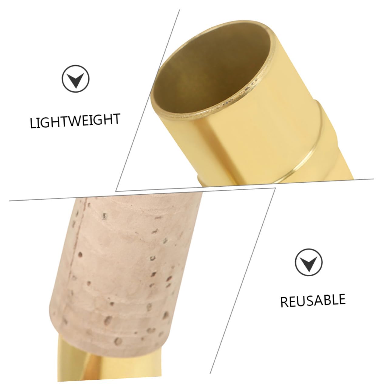 Collo per Sassofono Tenore Curvo in Ottone Oro, Ricambio | Foglio in Sughero, Superficie Liscia, Alta Durezza e Resistenza alla Deformazione